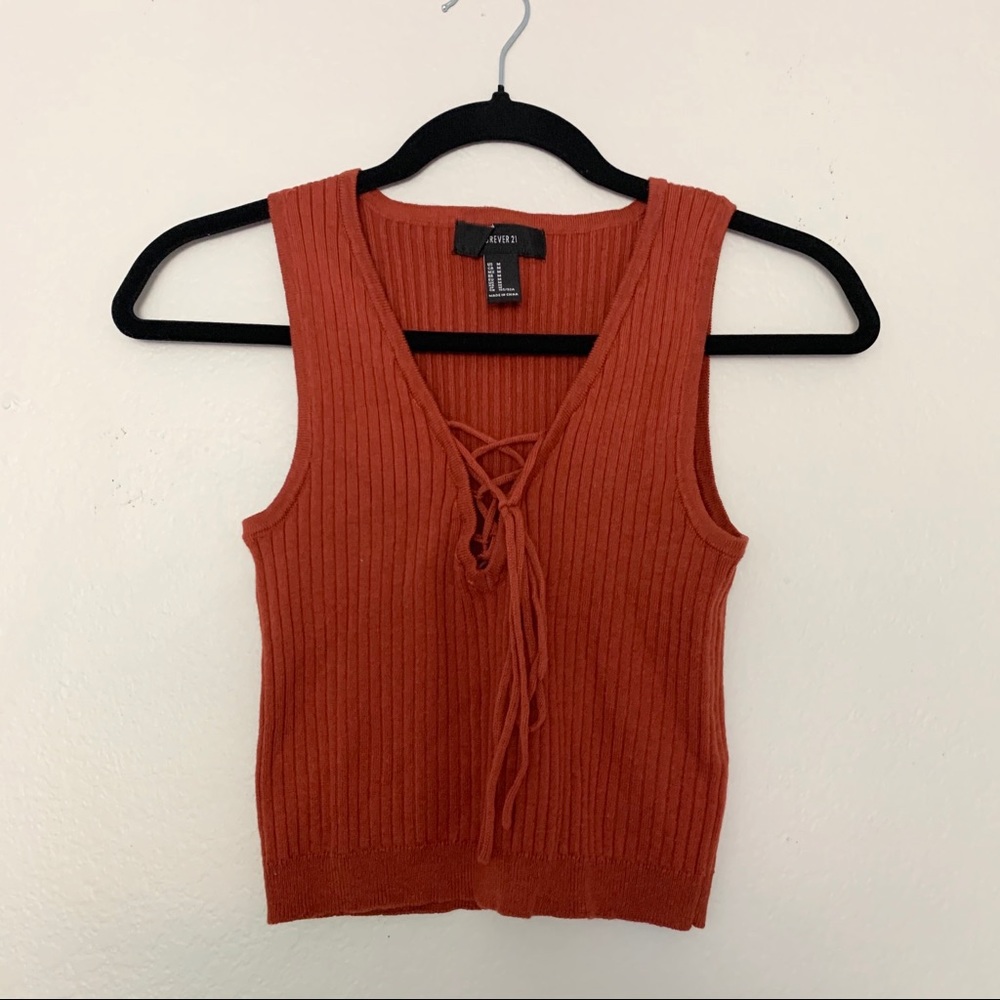 Burnt Orange Lace Up Crop Top